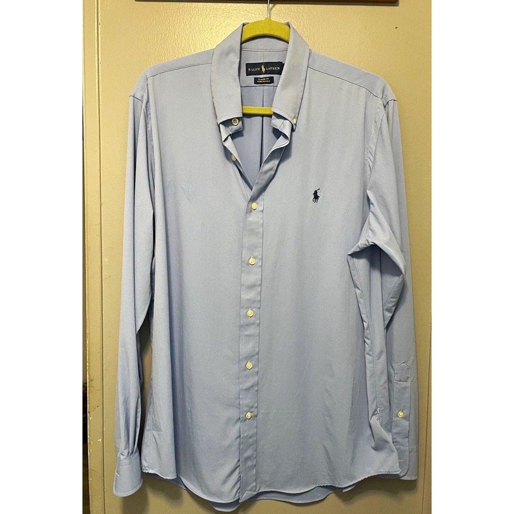 Ralph Lauren Men's Classic Fit Performance Solid Blue Dress Shirt office